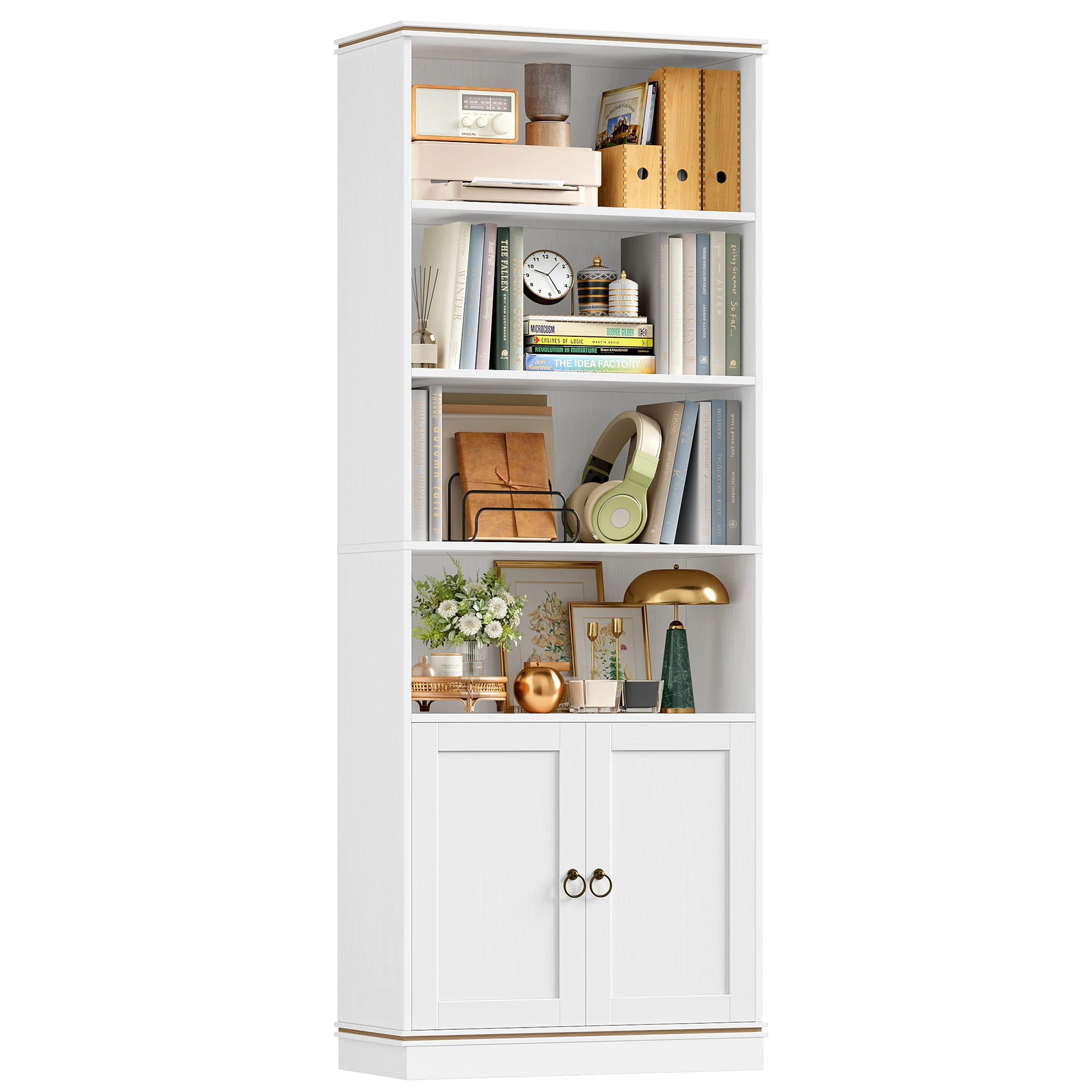 188 cm Hoch Bücherregal, Standregal Regal mit 7 Ebenen, Bücherschrank mit Natürliche Holzmaserung Image