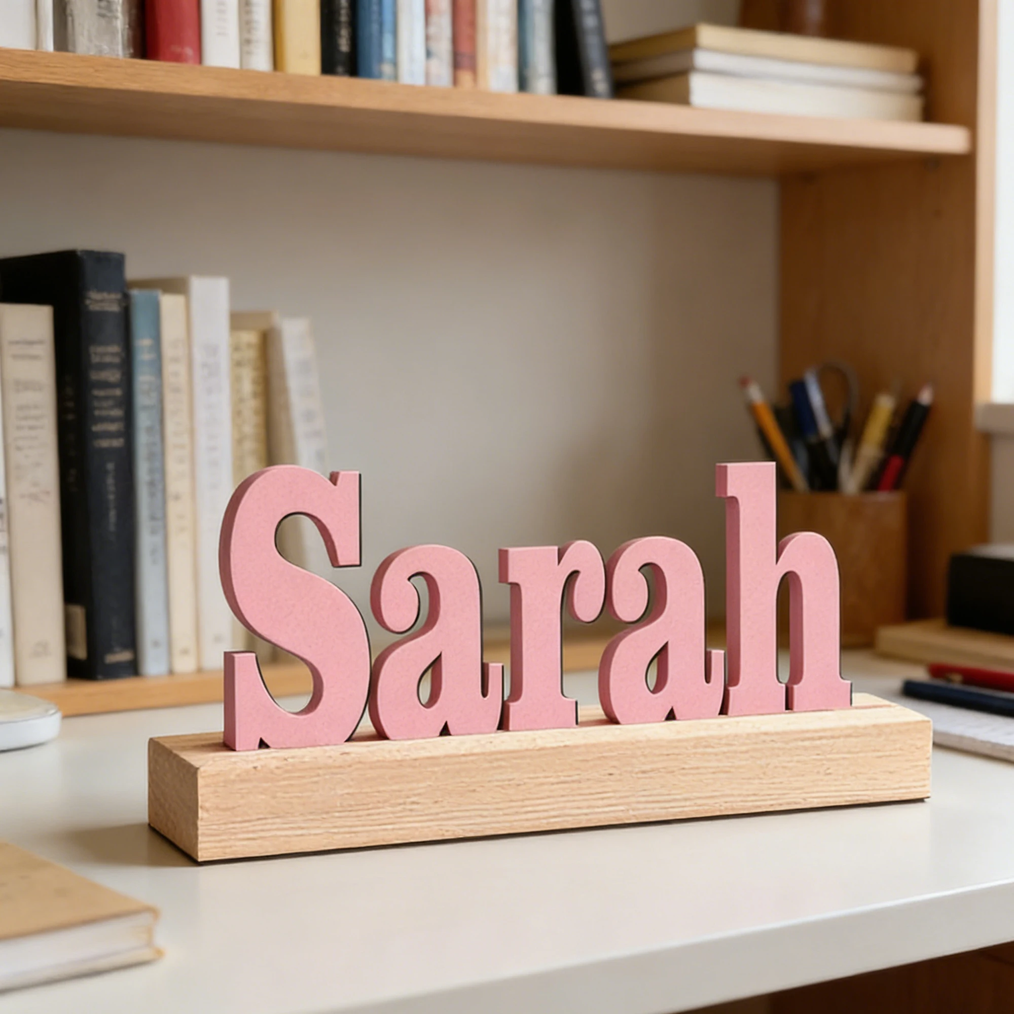 1 Stück Personalisierte Holzplatte mit Mehrfarbigem Namensschild, DIY Bemalbar, Heim- und Tischdekoration, Valentinstag Hochzeit Geburtstagsgeschenk Image