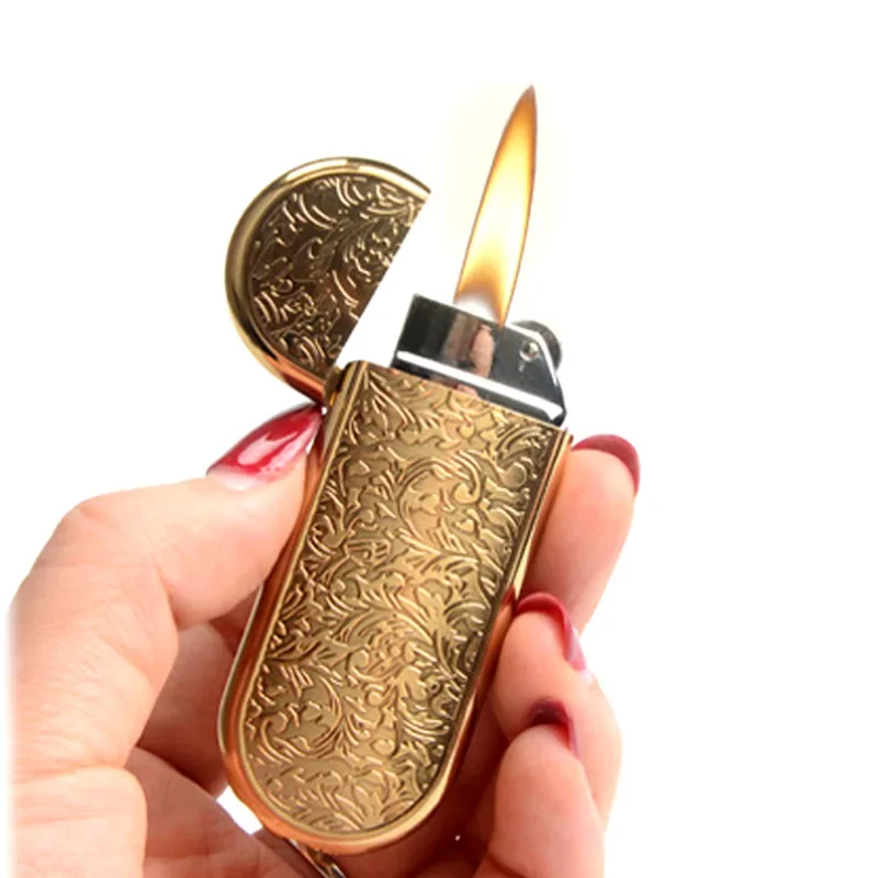 Mini Dünnes Butan-Gasfeuerzeug mit Metall-Schleifrädchen, Benzin-Feuerzeug mit Feuerstein, Kompaktes Jet-Flammen-Feuerzeug, Gadgets für Raucher Image