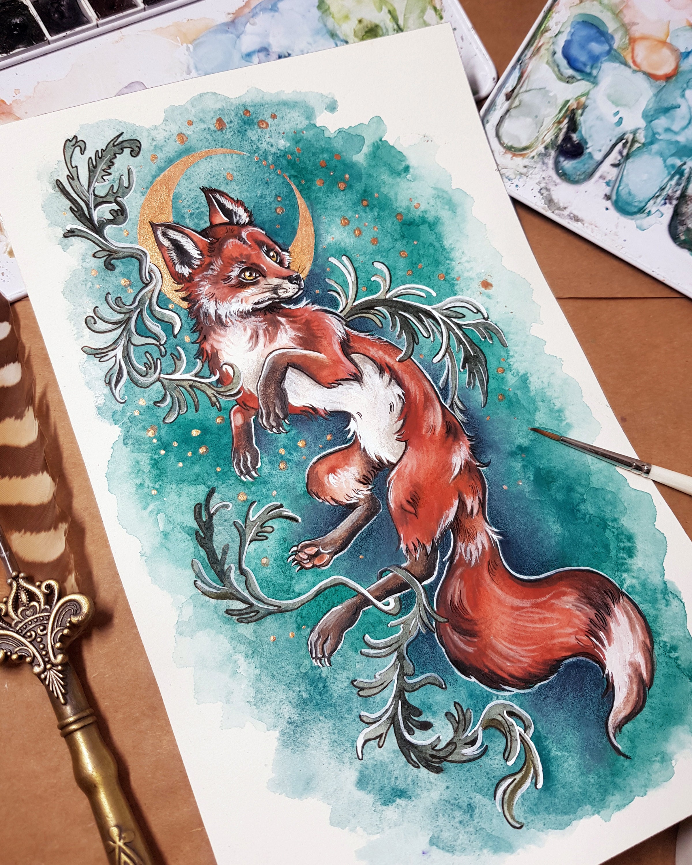 Volpe (stampa artistica) - Arte della volpe, amore per la volpe, illustrazione, poster di volpe, animali del bosco, giclée, tatuaggio, senza intellige