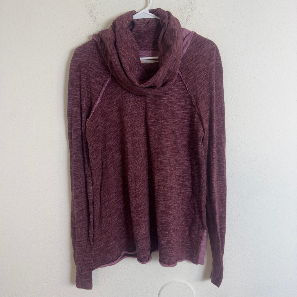 Free People Sweaters | Free People Beach Cocoon Cowl Maroon Pullover Sweatshirt | Color: Purple | Size: One Size
