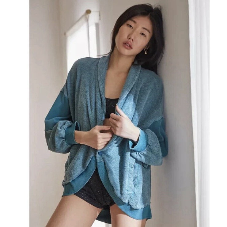 Urban Outfitters Sweaters | Urban Outfitters Out From Under Deanna Cocoon Slouchy Cardigan Terry Cloth Xl | Color: Blue | Size: Xl