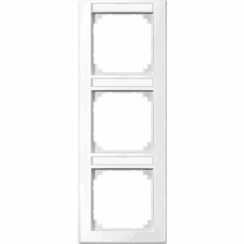 Merten M-SMART Rahmen, 3f, polarweiß, glänzend, vertikal, Textfeld/Beschriftungsfläche, Kunststoff, geeignet für Geräteeinbaukanal Image