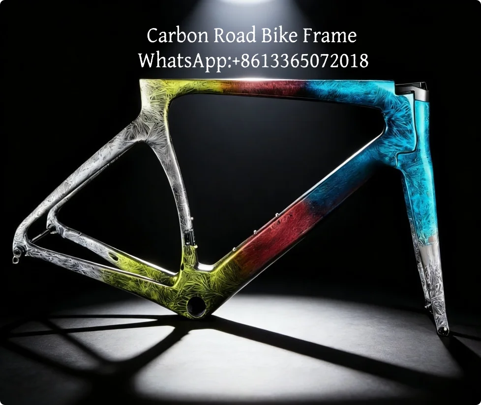 Ice Crack Modell 5 Carbon-Rennradrahmen Di2/Mechanisch Ultraleichter Fahrradrahmen Bunter Rennradrahmen Image
