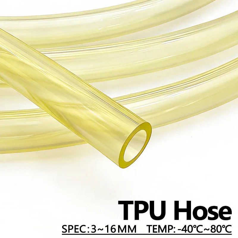 Ölbeständiger gelber TPU-Kraftstoffschlauch, Innendurchmesser 3 mm, 4, 5, 6, 8–16 mm, 50 cm–1 m–2 m–3 m, rissbeständig, für Gartengeräte, Motorrad-Kraftstofffilterschlauch
