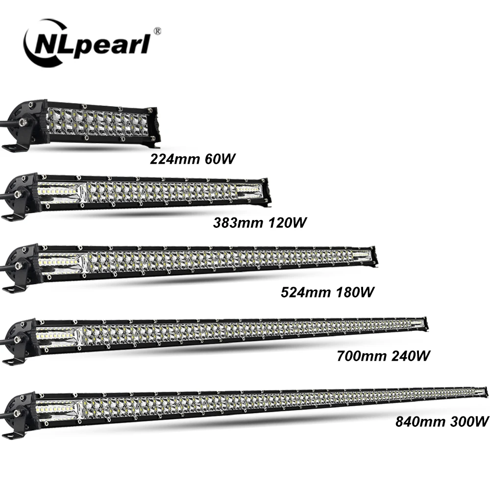 Nlpearl Lichtleiste/Arbeitsleuchte 60 W 120 W 180 W 240 W Superschlanke LED-Leiste für Traktor 4X4 Offroad 4WD ATV LKW LED-Arbeitsleuchte 12 V 24 V