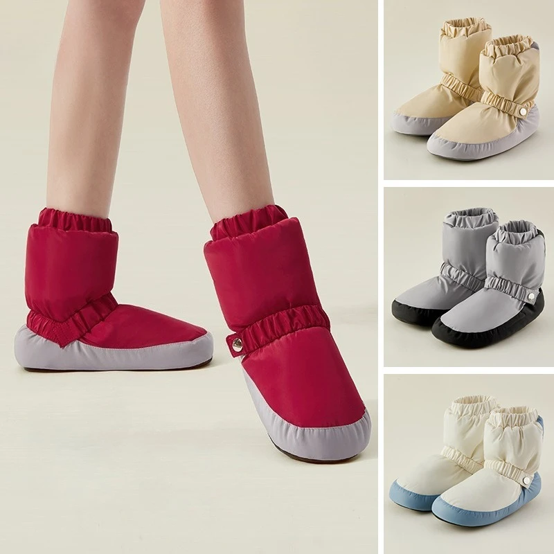 XIHAHA Damen-Ballett-Tanzschuhe, warme Winterschuhe für Kinder, weiche Sohle, verdickt, Aufwärm- und Übungsschuhe für Mädchen mit Samt-Ballett-Baumwollschuhen