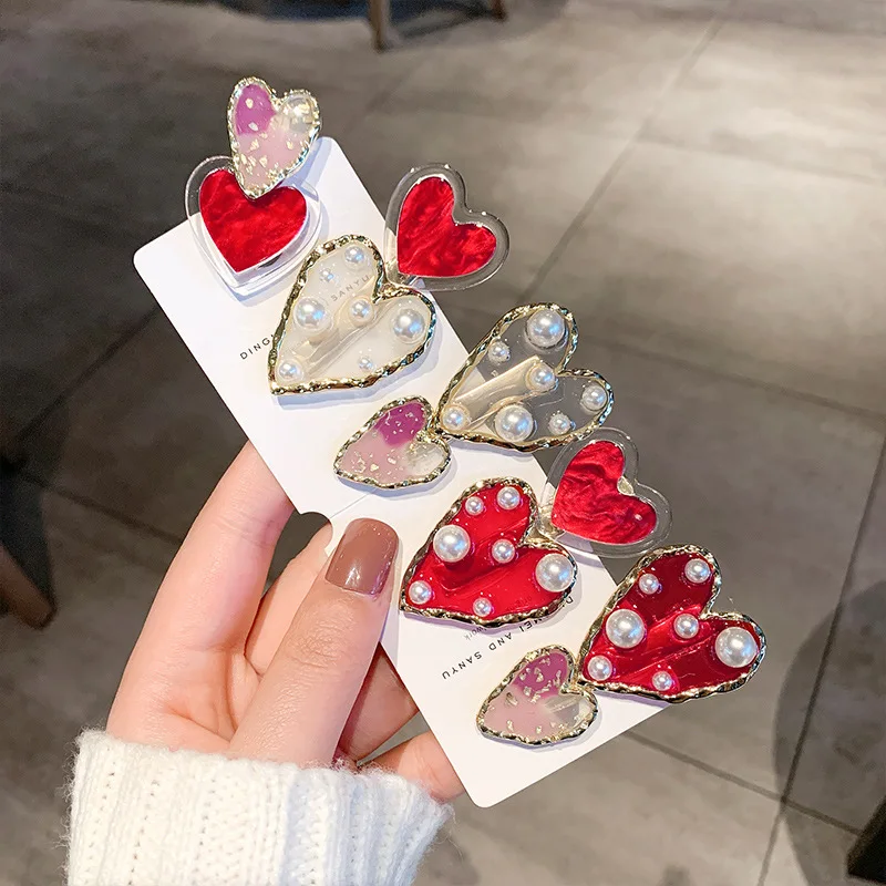 Neue Mode Liebe Rot Haarnadel Duckbill Clip Seite Clip Mädchen Pony Clip Kopfschmuck für Frauen Mädchen Clamp Haar Zubehör Headwear Image