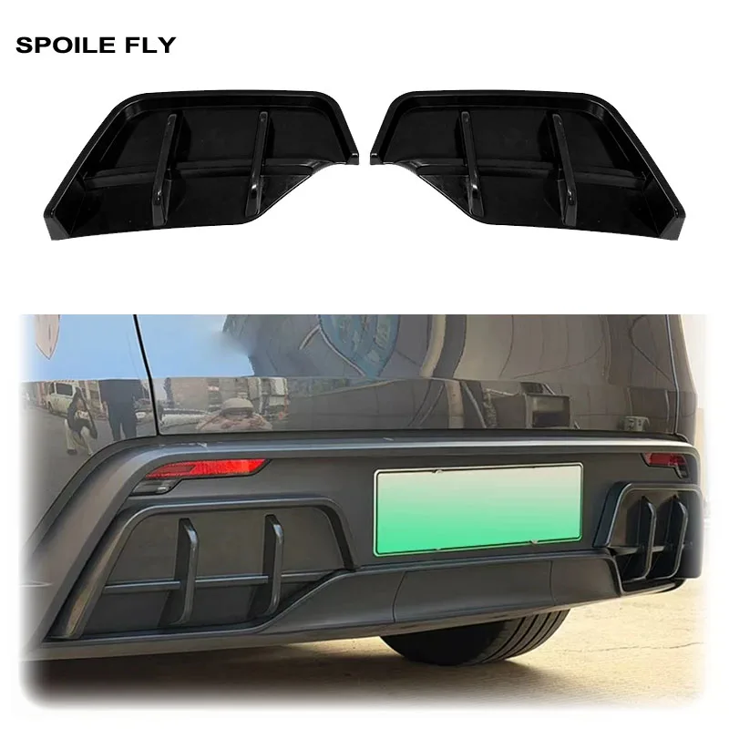 2 Stück 2025 2026 Heckdiffusor Spoiler Stoßstangenlippe Sportlicher Aerodynamischer Splitter Hochwertig Glänzend Schwarz für Tesla Model Y Image