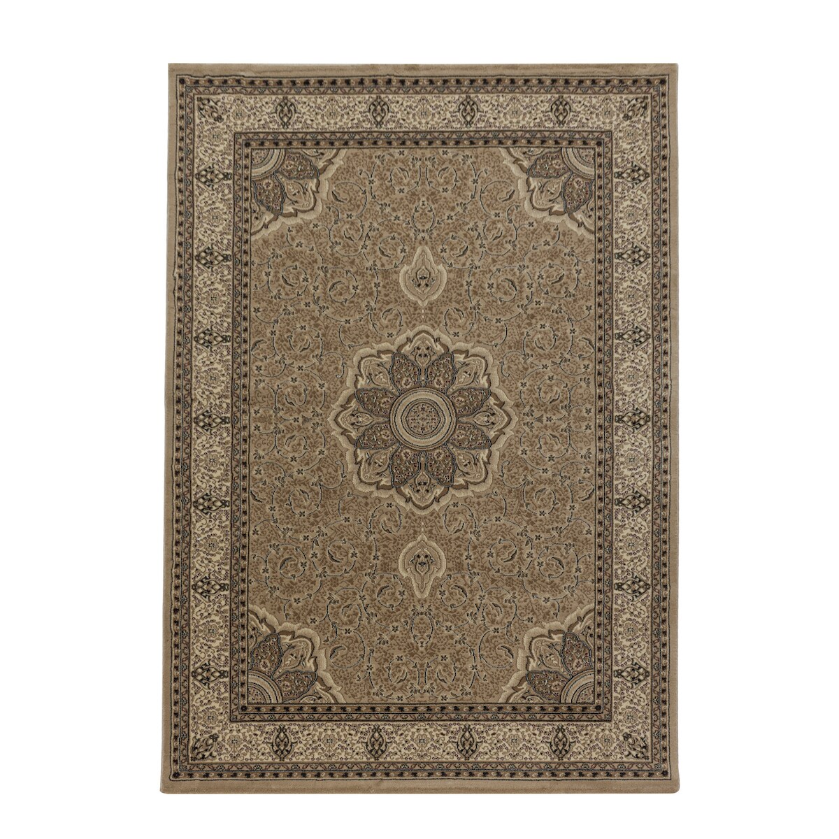Teppich Wohnzimmer Orientalisch Pflegeleicht Waschbar Strapazierfähig Schlafzimmer OEKO-TEX Beige 80x150 cm – SELVA von Kadima Design Image