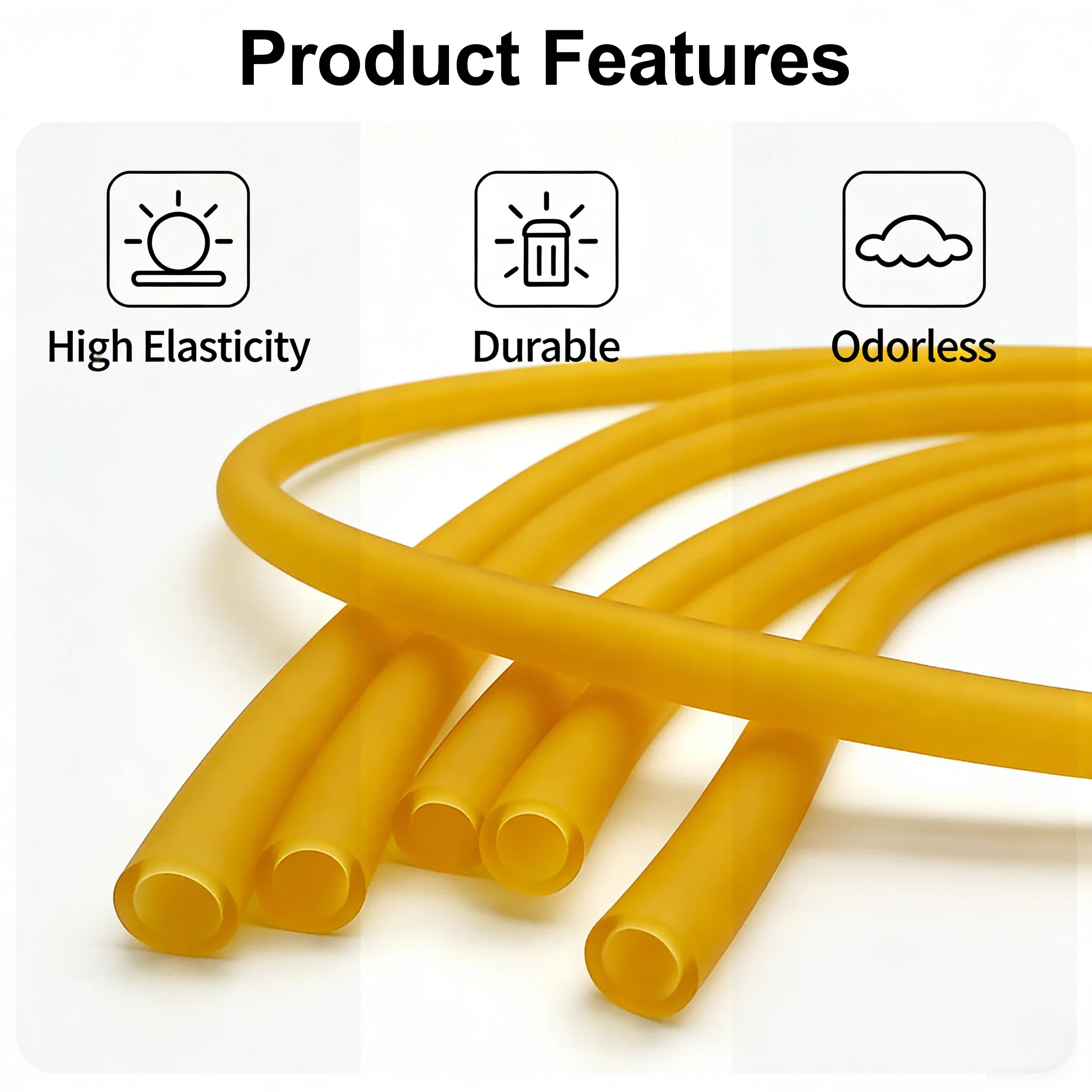 Premium Antifreeze Latex Schleuderband 1-10m Multi-Spezifikation ID 1.6-1.7-1.8-2-3-4-5-6-8mm Hochspannungs-Gummiband in Gelb Image
