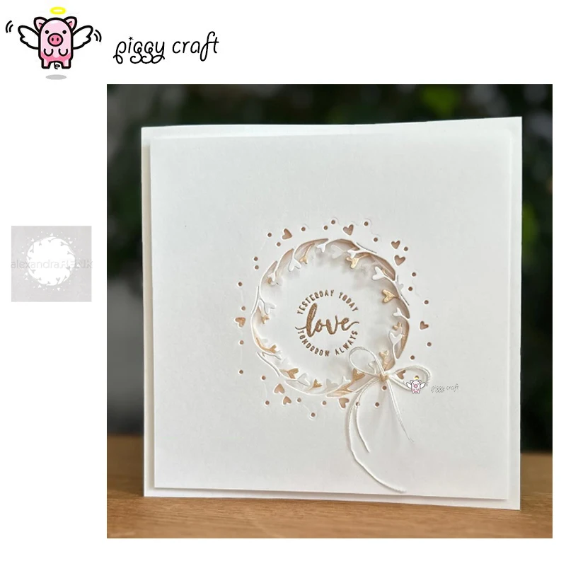 Piggy Craft Metall-Stanzformen, geschnittene Matrize, Liebe, Kreis, Hintergrund, Sammelalbum, Papier, Handwerk, Messerform, Klingenstanzer, Schablonen Image