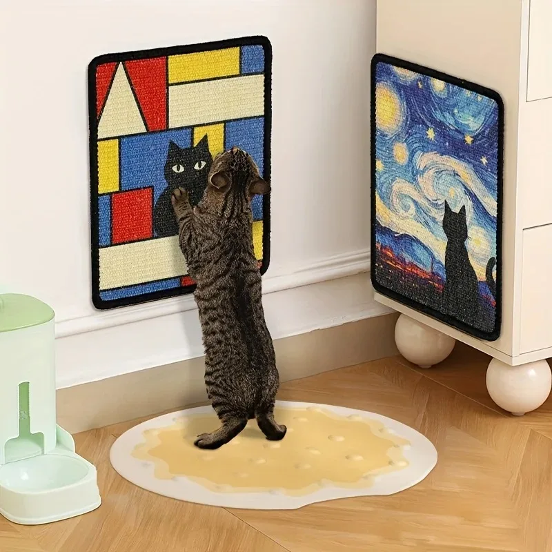 Wandmontierte Katzen-Kratzmatte, Verstärkte Sisal-Oberfläche für Krallen-Gesundheit, Platzsparende Matte mit Weicher Kante, Vertikaler Katzen-Kratzbaum Image