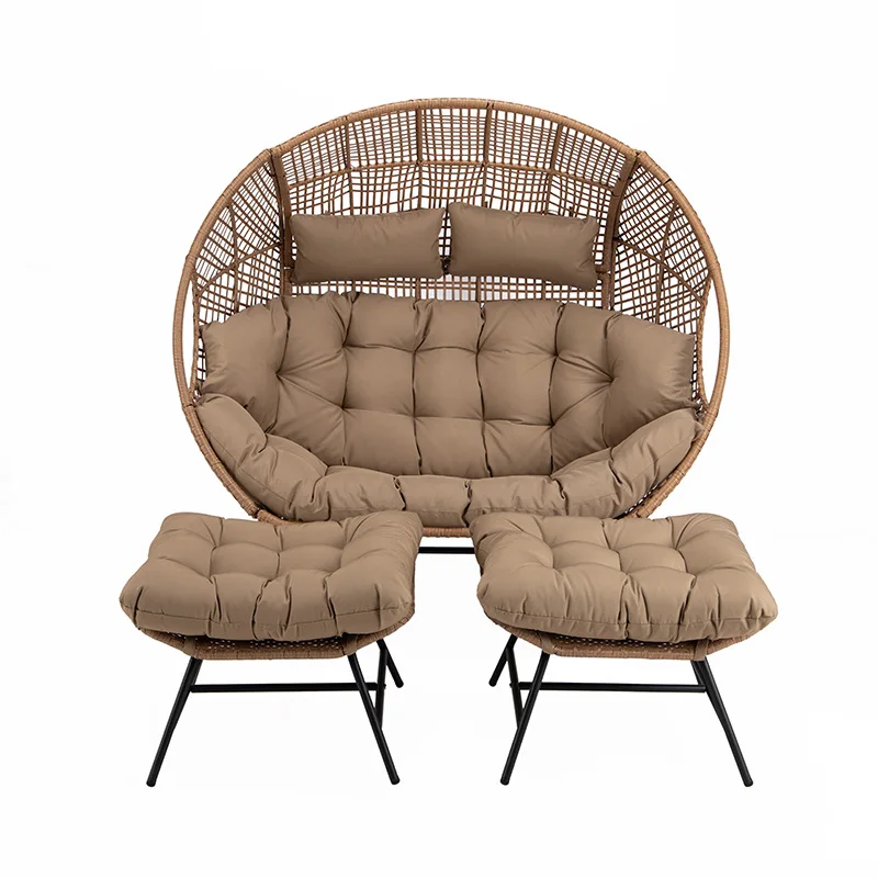 Freizeit Rattan Stuhl Hotel Villa Garten Homestay Outdoor Freizeit Schaukelstuhl mit doppeltem Ei