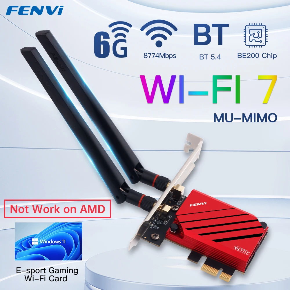 fenvi WiFi 7 FV-BE8800 Für Intel BE200 PCIe Wireless-Adapter Bluetooth 5.4 Tri-Band 2,4G/5G/6GHz Netzwerk Wifi7 Karte 802.11be PC Image