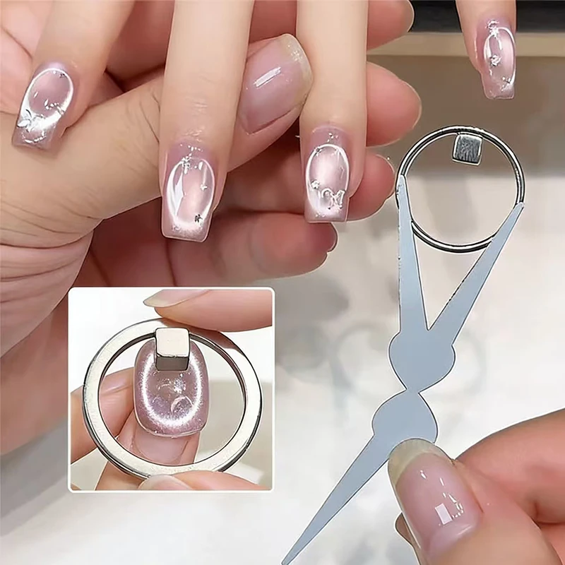 Professioneller Katzenaugen-Nagelmagnetring in schwarzer Lochform mit starker Saugkraft für magnetisches Gel-Nagellack-Maniküre-Kunstwerkzeug Image