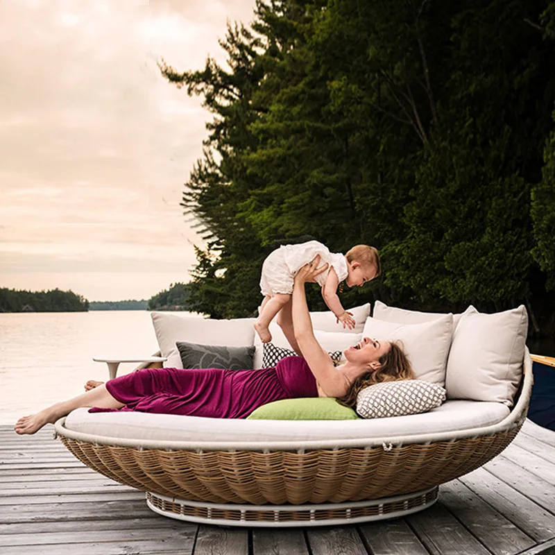 Outdoor-Schaukel für Erwachsene, Hängematte, Doppelbalkon, einzelne runde Hängematte, Innenhaushalt, Rattan