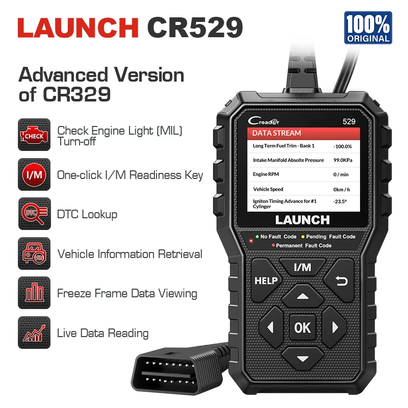 LAUNCH CR529 Scanner OBD2 Creader 529 Lettore di Codici Strumento Diagnostico Automobilistico Lettore di Codici OBDII Lettore di Codici di Errore Strumento di Scansione OBD2