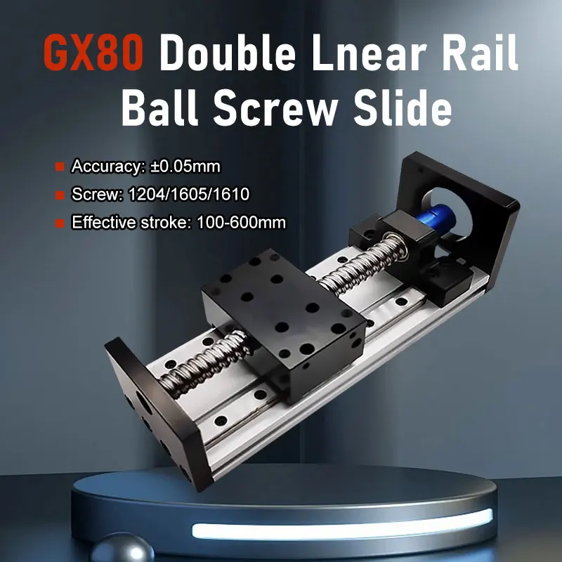 1pc GX80 Ball Screw Linear Slide Modul Doppel Track Rail Elektrische Schrittmotor Rutsche Tisch Image