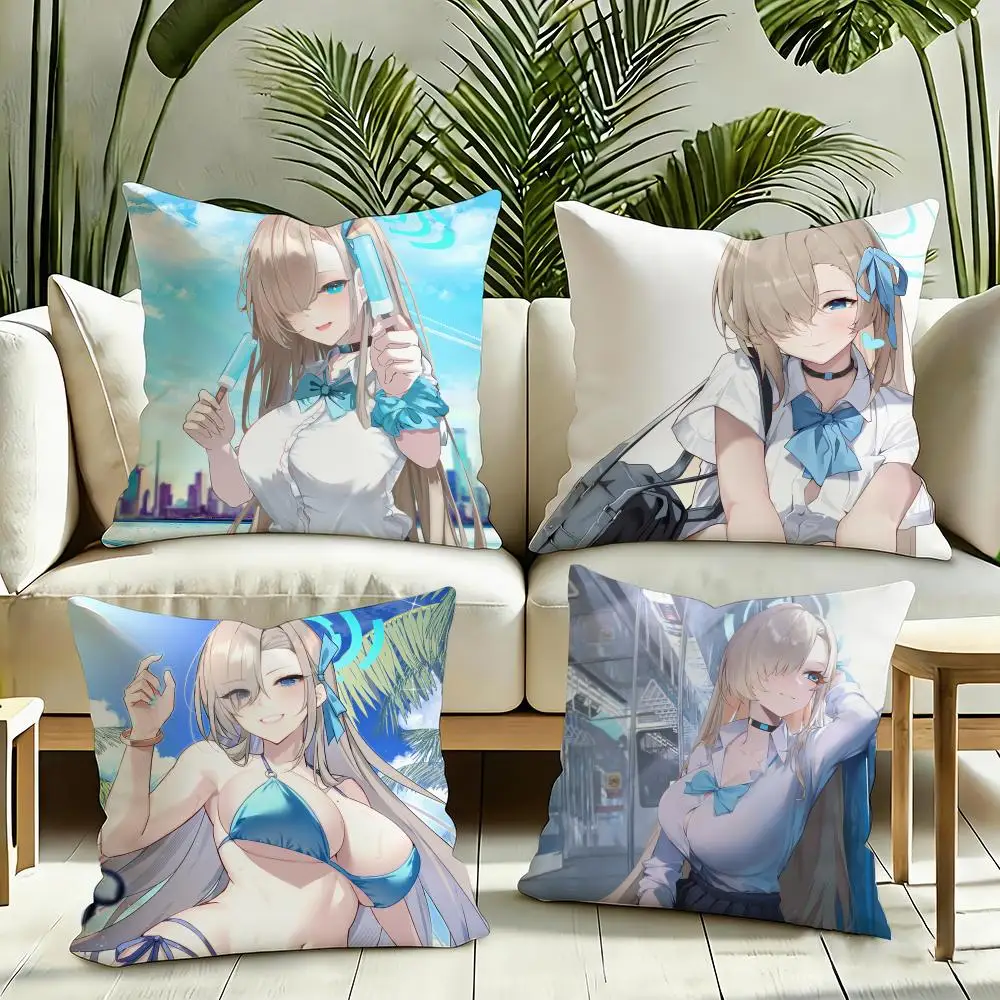 Anime I-Ichinose Asuna Kissenbezug, seidiger, kurzer Plüsch, unsichtbarer Reißverschluss, staubdicht, Sofakissenbezug für Heimdekoration Image