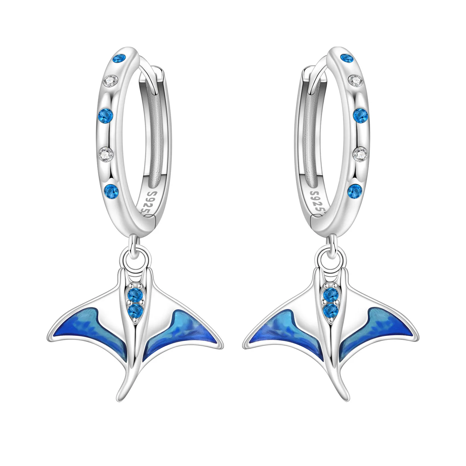 Orstarry Orecchini pendenti con pesci diavolo blu in argento sterling 925 Orecchini da donna Fascino Moda Regali versatili per gioielli da festa