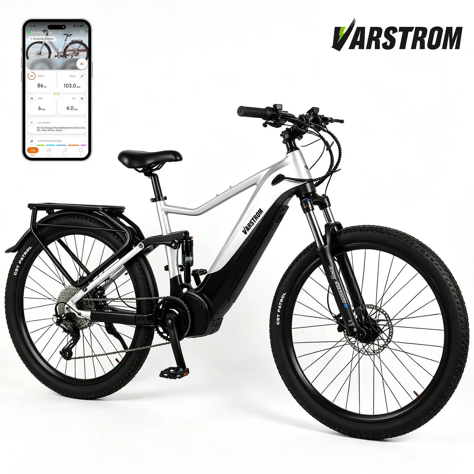 [3-Tage-Lieferung] Varstrom Elektro-Mountainbike 48V 750W (Spitzenleistung) Motor 20Ah 960Wh Akku Erwachsenen-Elektrofahrrad für Herren Image