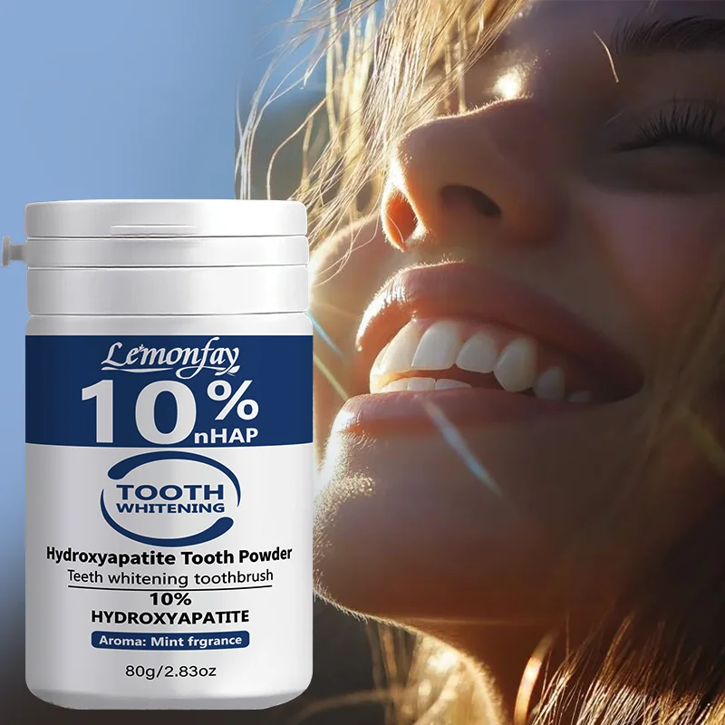 Lemonfay 10% nHAP Hydroxyapatit Zahnpulver, Minze Zahnaufhellungspulver zur Fleckenentfernung & Sanften Reinigung Image
