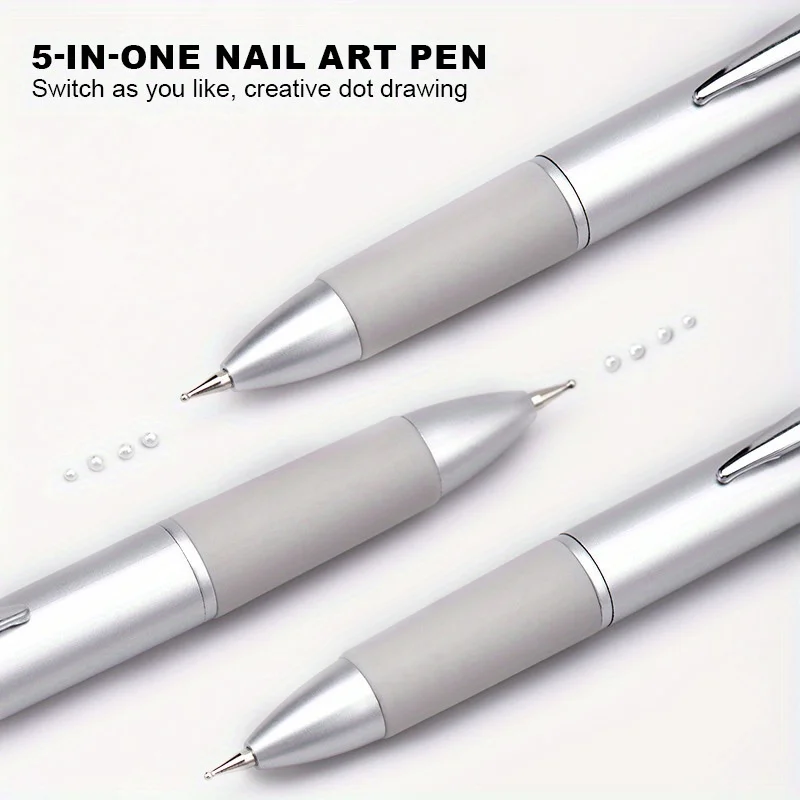 Multifunktionaler Press-Typ-Dotting-Stift, 5-in-1-Nagelkunst-Dotting-Stift, mit 4 austauschbaren Köpfen (mehrere Größen verfügbar) Image