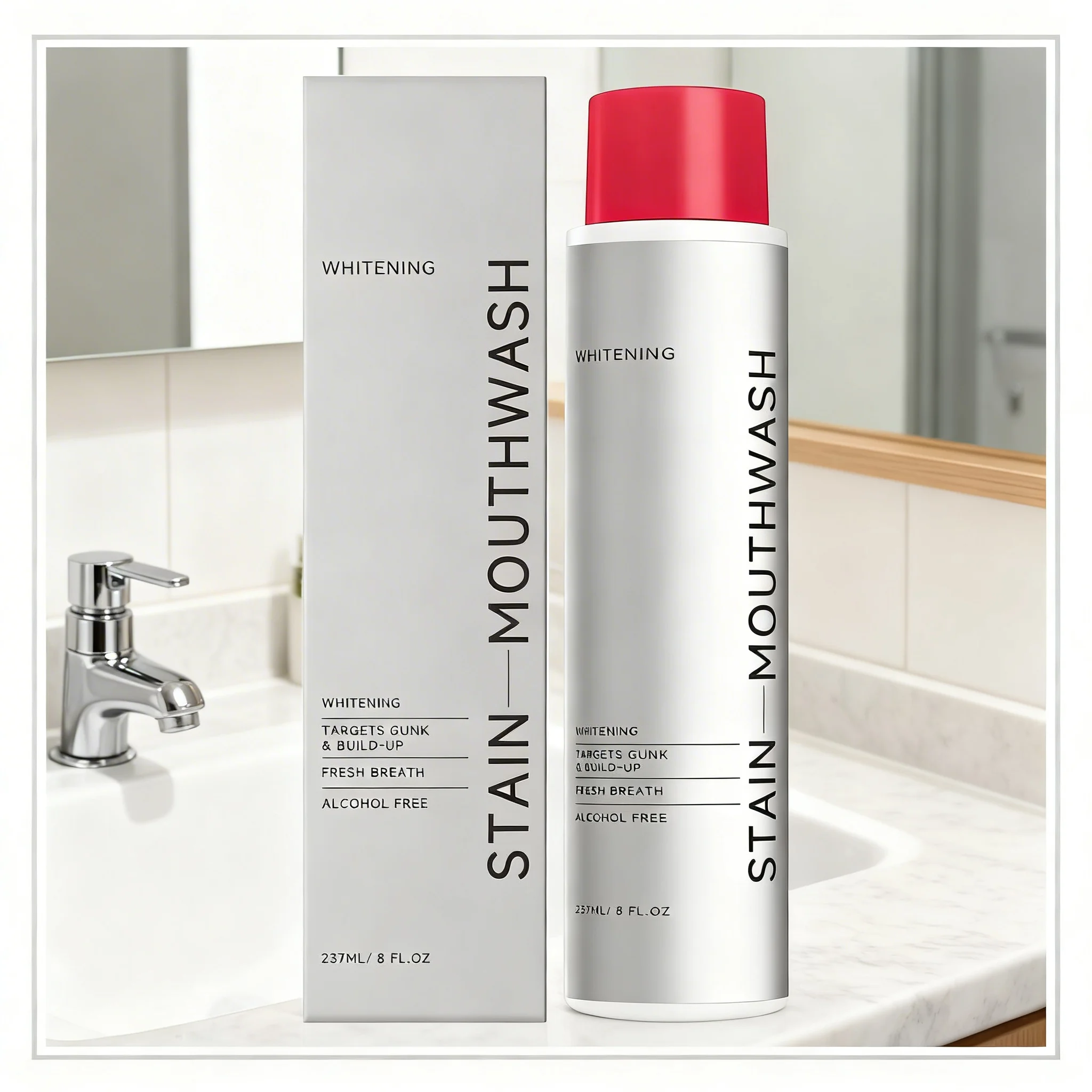 1/2/3 Stück Zahnaufhellungs-Mundwasser zur Entfernung von Mundgeruch und Zahnverfärbungen, Mundreinigung, frischer Atem, Zahnfleischschutz, erfrischend, 237 ml Image