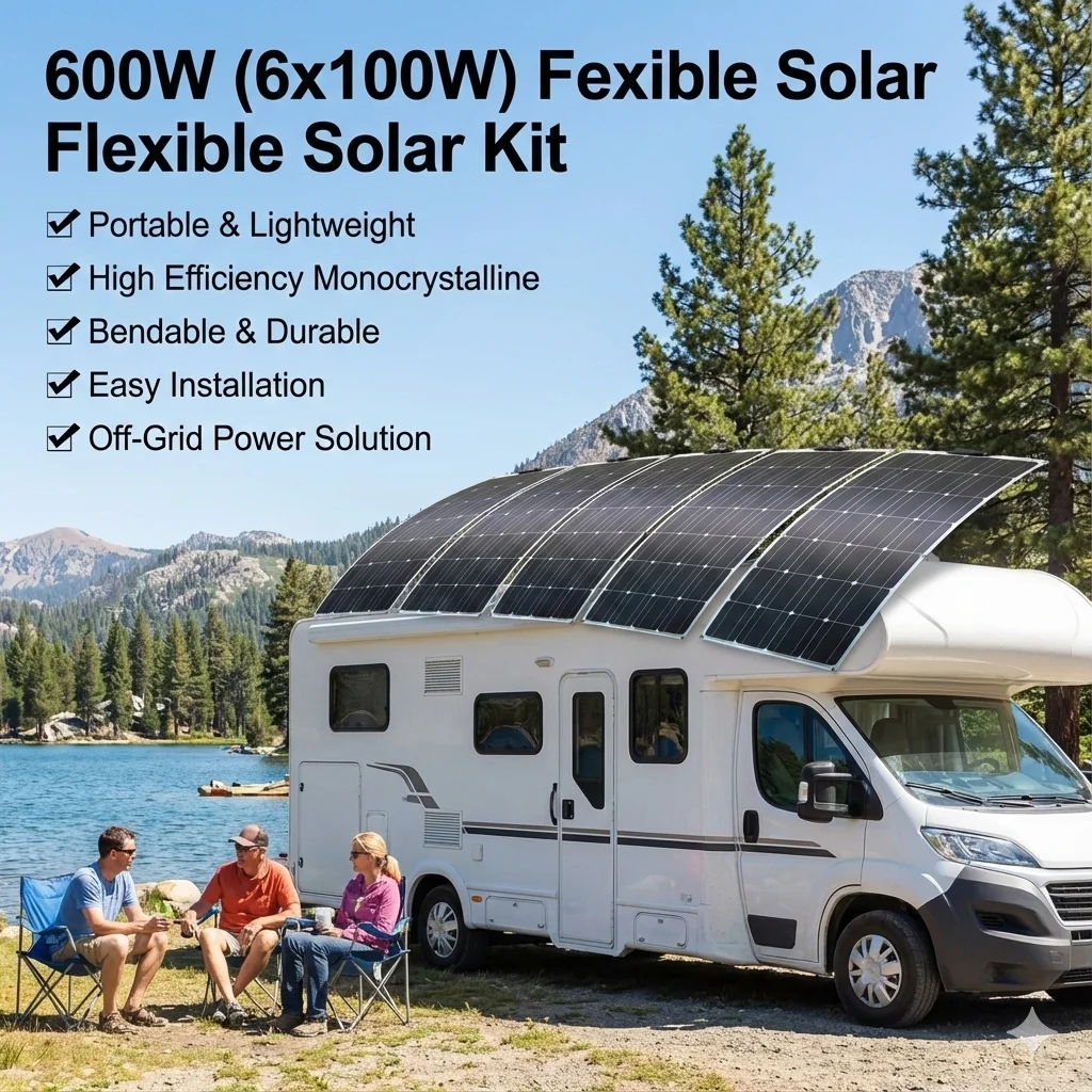 Flexibles 12-V-Solarpanel-Serie (100 W–600 W), mono biegbar, wasserdicht, für Wohnmobil, Boot, Marine, Kabine Image