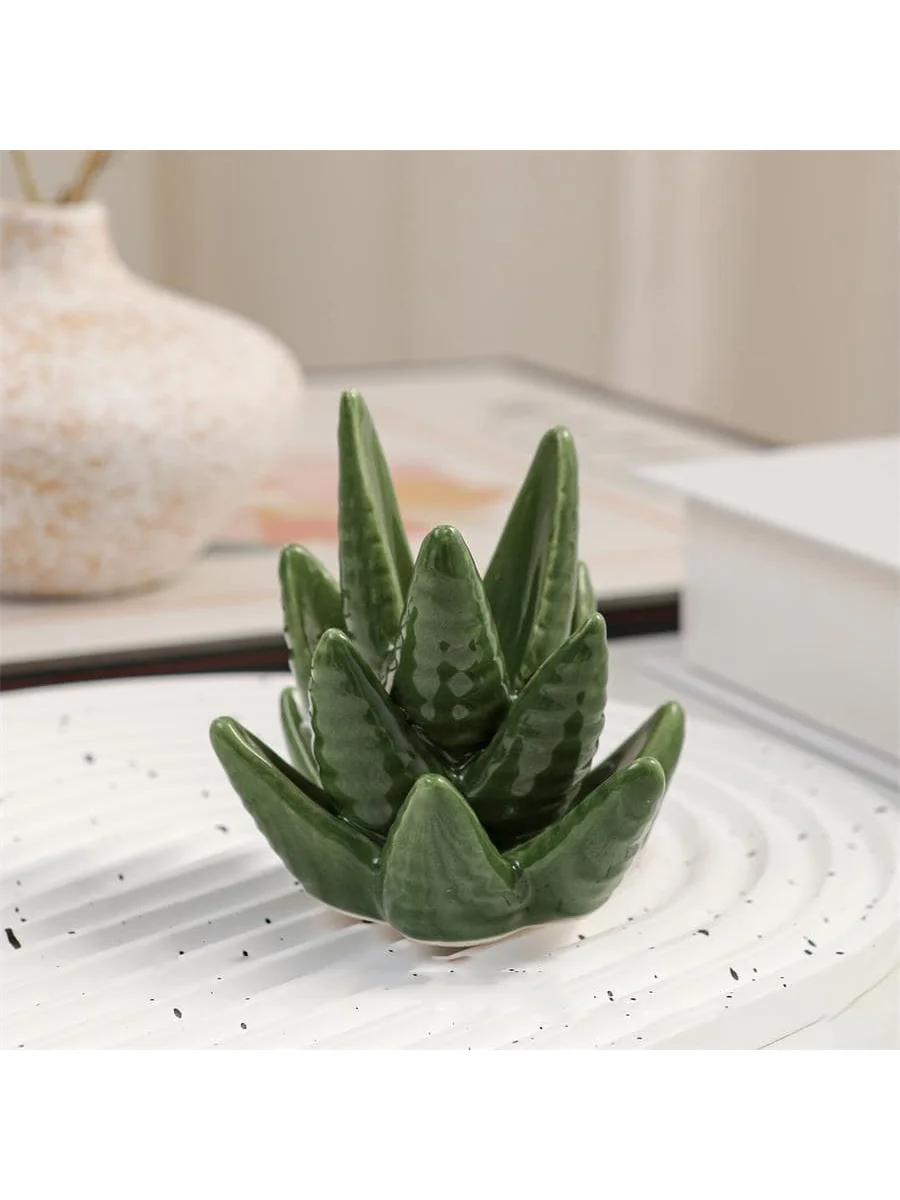 1 Stück Keramik-Aloe-Vera-Ring-Präsentationsständer, Aufbewahrungsständer für Pflanzenschmuck, Aufbewahrungstablett für Armbänder, Ohrringe und Halsketten, Hochzeitsdekoration Image