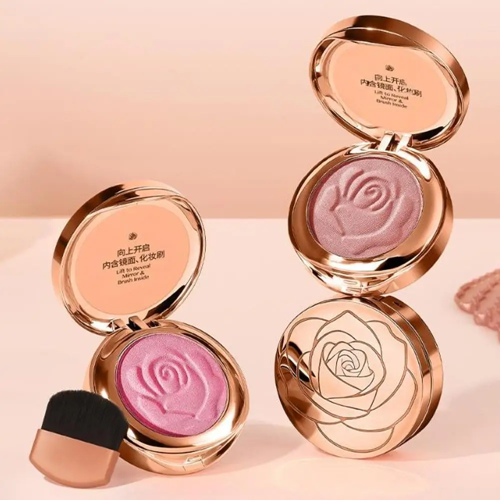 Palette de fard à joues multifonctionnelle 3-en-1, améliore le teint, éclaircissement durable, rose monochrome, palette de fard à joues professionnel brillant mat