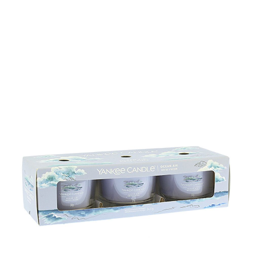 Set di candele votive in vetro Ocean Air 3 x 0,465 kg