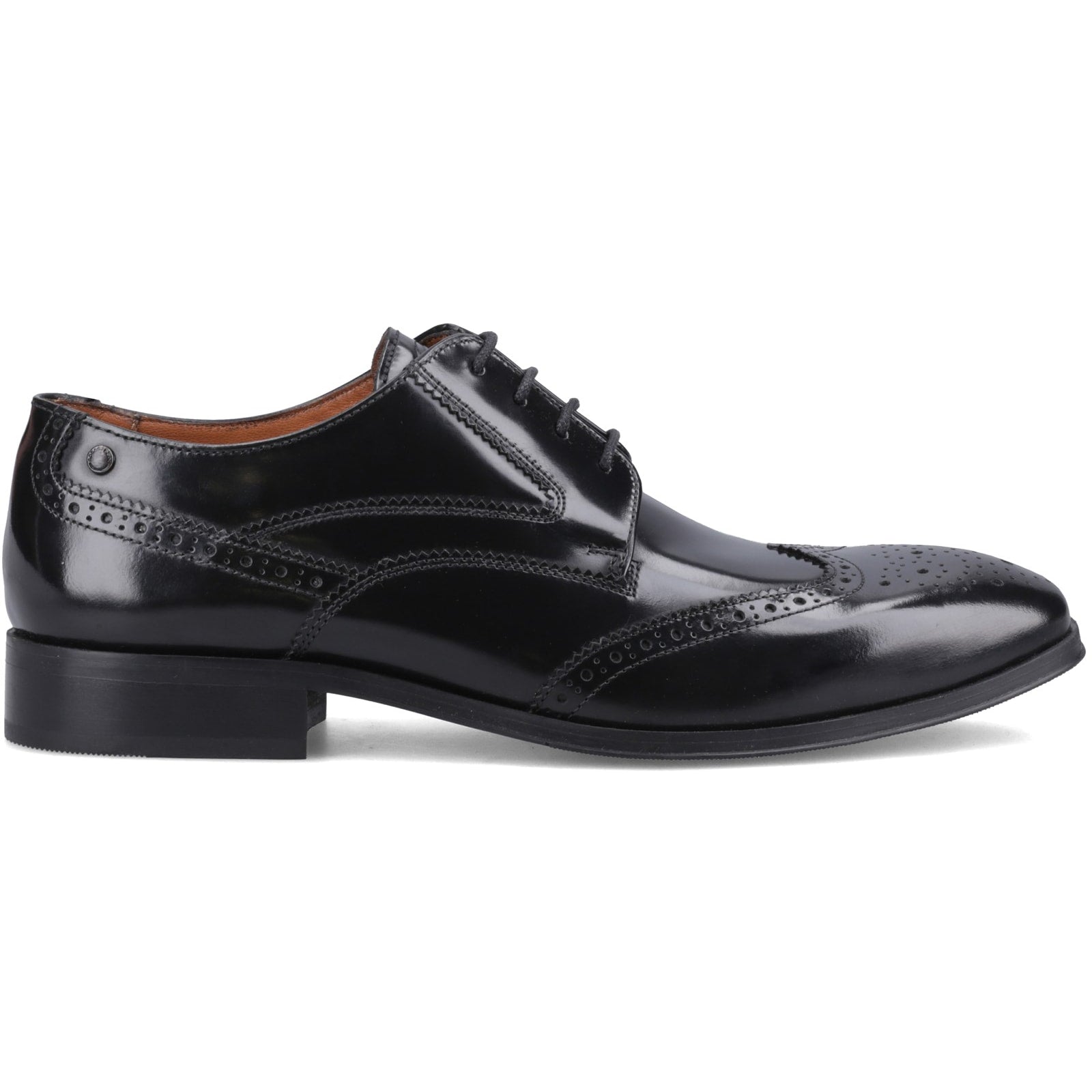 Base London Steeple Herren Brogues Schuhe Schwarz