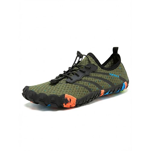 Olivgrüne, schnelltrocknende Herren-Wasserschuhe, leichte, atmungsaktive Aqua-Sneaker, rutschfeste Strandschuhe für Wassersport, Schwimmen, Strandspaziergänge, Flusswanderungen, Kajakfahren und Outdoor-Abenteuer Image