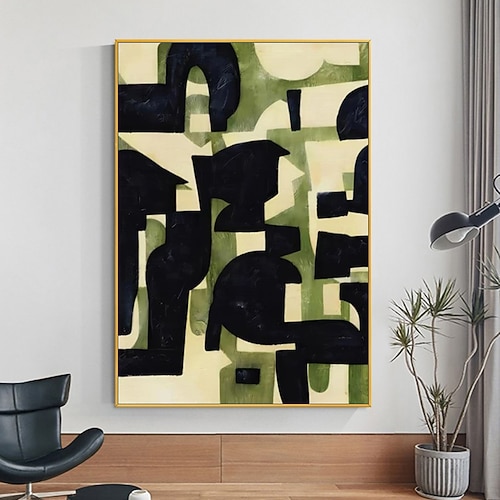 Mintura, handgefertigte abstrakte Ölgemälde in Grün auf Leinwand, moderne Wanddekoration für Zuhause, gerollt, rahmenlos, ungespannt Image