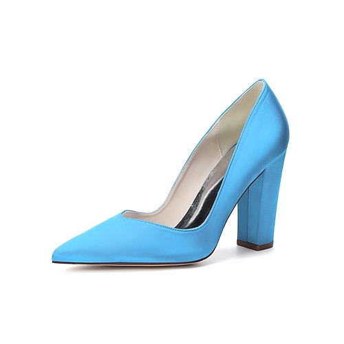 Marineblaue Damenpumps mit Blockabsatz, elegante Schuhe für die Mutter der Braut bei einer Hochzeit in der Stadt, bequeme Schuhe mit spitzer Zehenpartie und mittelhohem Absatz für formelle Anlässe