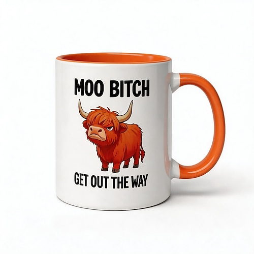 „Muh, geh aus dem Weg"-Tasse, lustige 350-ml-Keramiktasse in Kuhform für Milch, Tee oder Kakao, einzigartiges Geschenk für Kollegen und Freunde – perfekt fürs Homeoffice. Image