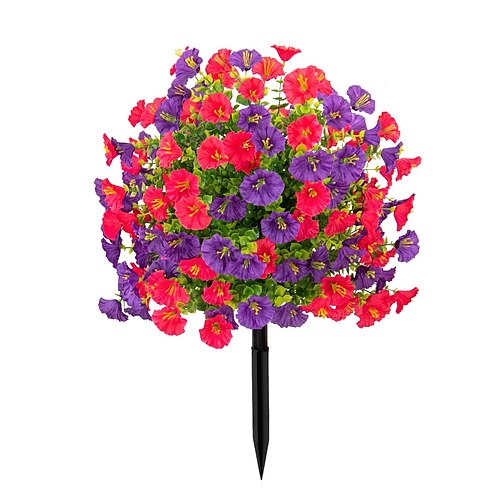 20 Zoll lange künstliche Blumenstecker für den Außenbereich, mehrfarbige Prunkwinden-Gartenstecker für den Garten Rasen, farbechtes, strapazierfähiges Plastik, Dekoration für jede Jahreszeit Image
