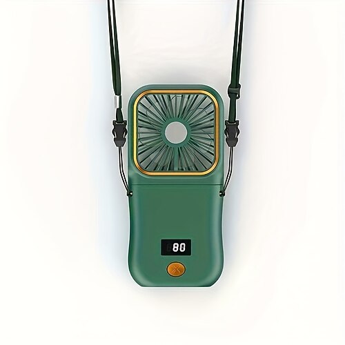 Handventilator, tragbarer, faltbarer Mini-Nackenventilator mit LED-Anzeige Powerbank, 180° faltbarer Taschenventilator mit Handyhalterung, wiederaufladbarer, freihändiger USB-Taschenventilator für Image