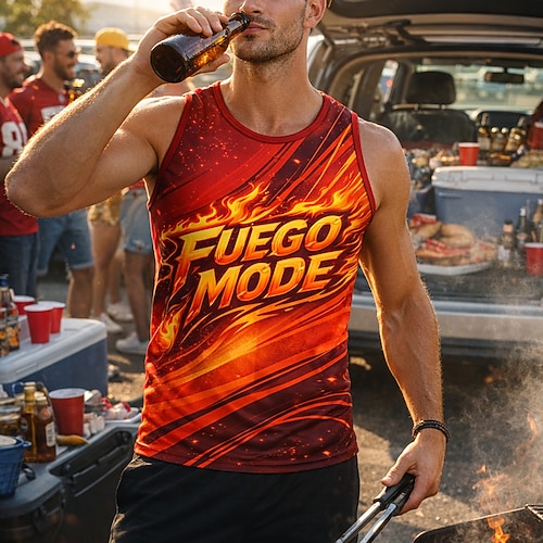 Herren Fußballtrikot Buchstabe Spanien Workout-Tanktop Lauf-Tanktop Sport-T-Shirt Sommer Ärmellos UPF 50 Schnelltrocknend Feuchtigkeitsableitend Atmungsaktiv Turnier Fußball Leger Laufen Joggen Image