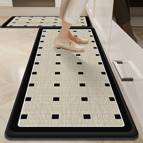 Küchenmatte, saugfähig, rutschfest, ölbeständig, Kieselgur-Teppich, schmutzabweisend, leicht zu reinigen, strapazierfähige Fußmatte für Bad und Haushalt Image