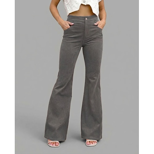 Damen Fackel Urlaub Mode Streetwear Volle Länge Hohe Taille Bequem Weich Mikroelastisch Urlaub Formell Straße Blau Armee-Grün Wein Schwarz Herbst Normale Passform Image