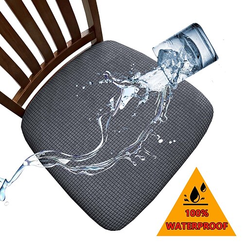 100% wasserdichte Stretch-Sofabezüge aus Jacquard-Maisfleece mit verstellbaren Gummibändern, geeignet für Esszimmerstuhlkissen (2/4/6 Stück) Image