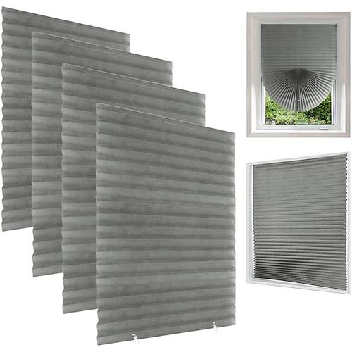 Verdunkelungsrollos, temporäre Jalousien, selbstklebend, plissiert, ohne Bohren, Sichtschutz für Schlafzimmer, Studentenwohnheim, Wohnung Image