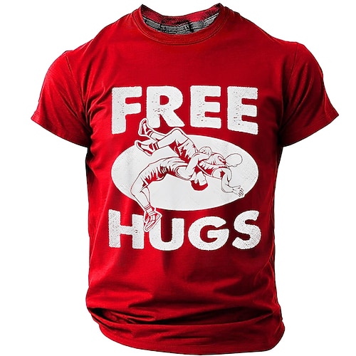 Herren Lustiger Slang T Shirt Kurzarm T-Shirt 3D-Druck Rundhalsausschnitt Hemd Mode Täglich Täglich Straße Schwarz Rote Sommer Frühling Bekleidung S M L XL XXL XXXL