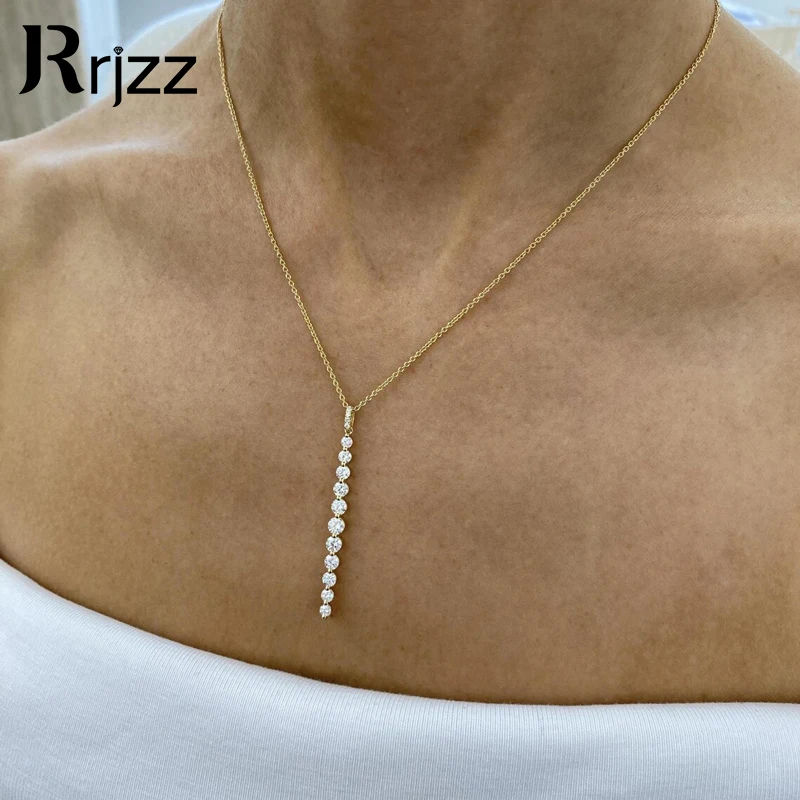 Collana con Pendente Regolabile in Diamante Sintetico Certificato Rrjzz Colore D, Collana Lariat in Moissanite per Donna, Regalo di Gioielleria