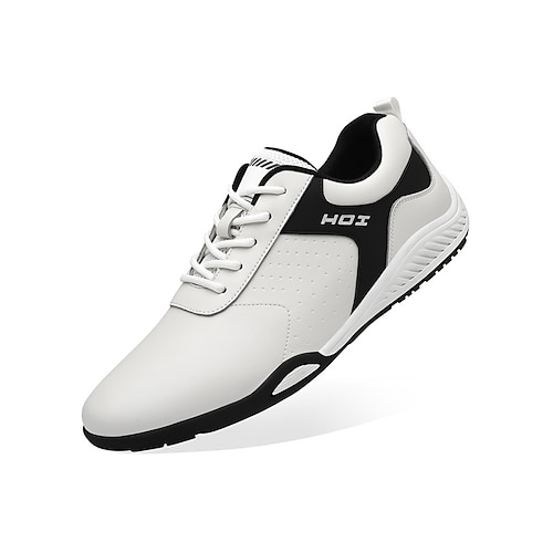 Weiße und schwarze Herren-Sneaker mit Kontrastmuster, Schnürung, leichte, modische Freizeitschuhe für Resortabende, Küstenurlaube, Poolpartys, Urlaubsreisen und elegante Freizeitoutfits. Image