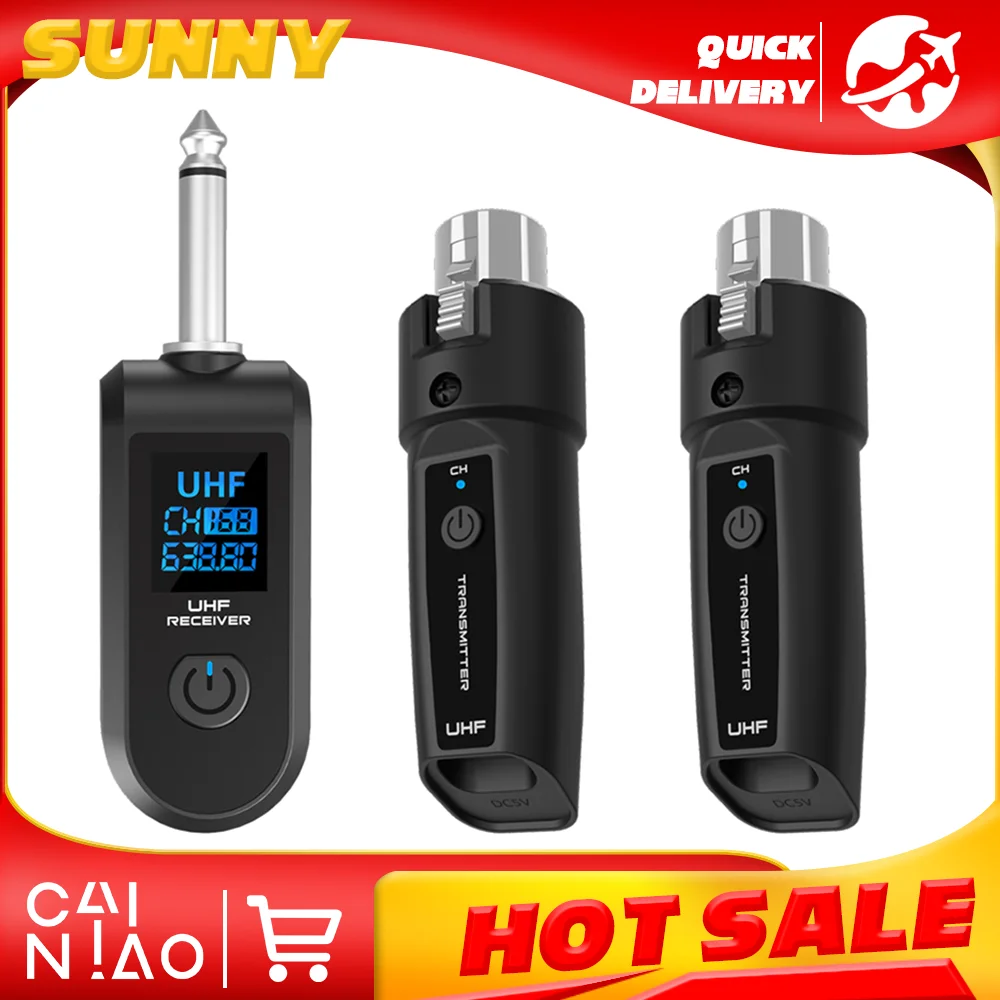 Sistema Adattatore XLR UHF, Sistema Microfono Wireless Trasmettitore-Ricevitore per Microfono Dinamico, Chitarra, Mixer Audio, Sistema PA