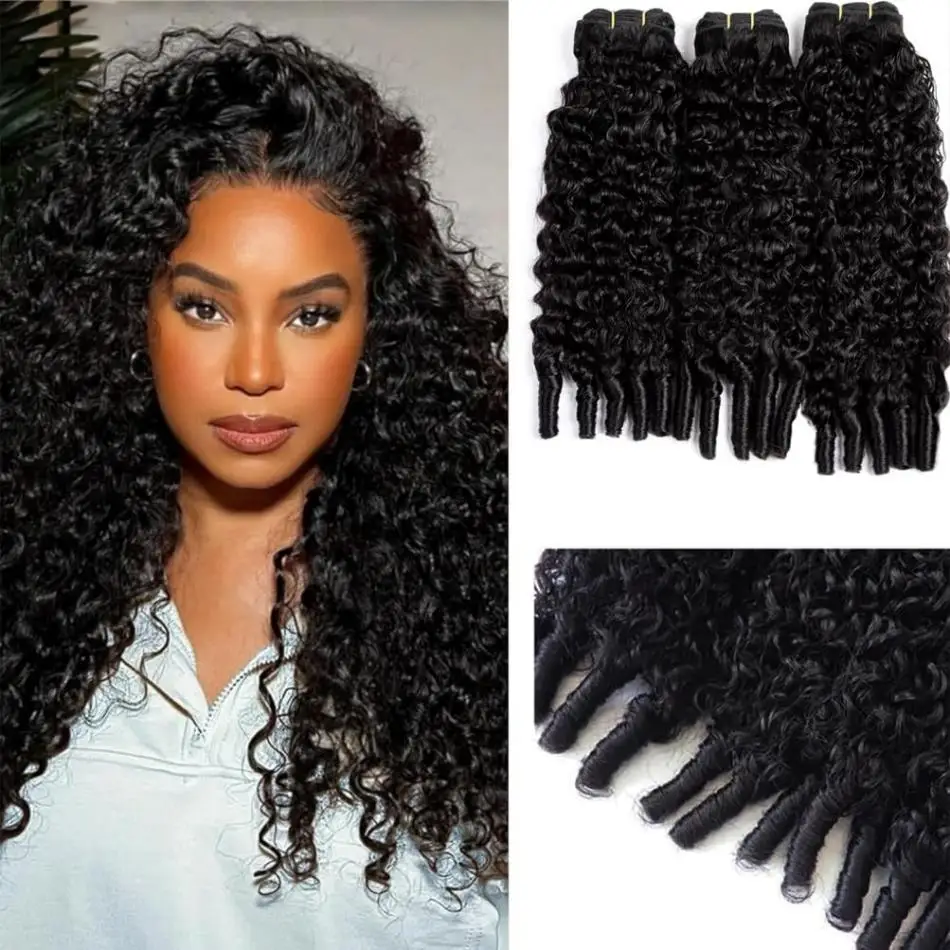 Extensioni di Capelli Umani Ricci Birmani, Fasci di Capelli Vergini 15A, Fasci di Capelli Grezzi a Doppia Trama, Extension di Capelli Vietnamiti